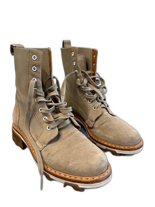Rag & Bone Shoe Size 38.5 Beige Leather Round Toe Suede Lace Up Stretch Booties Beige / 38.5