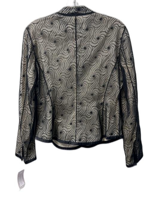 MaxMara Size 10 Black Polyester Long Sleeve Swirl Detail Lined Snap Closure Top Black / 10