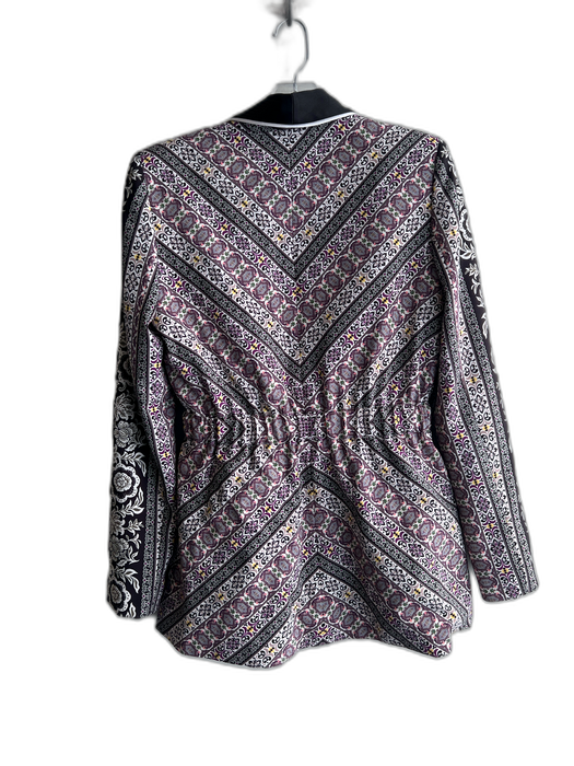 Alice + Olivia Size M Purple & Aqua Polyester Drawstring Sash Waist Jacket Purple & Aqua / M