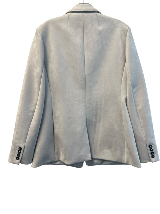 Elie Tahari Size L Grey Polyester Suede Long Sleeve Button Front Pockets Jacket Grey / L