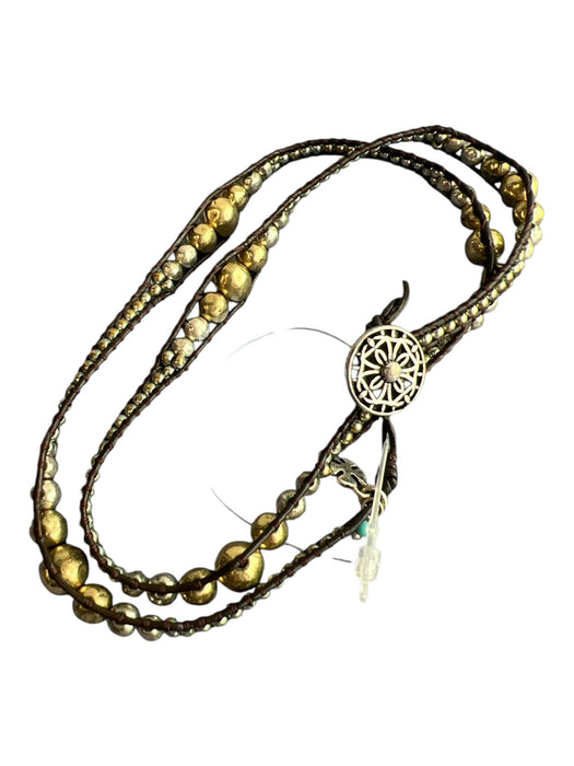 Chan Luu Brown & Silver Leather Sterling Silver Beaded Wrap Around Bracelet Brown & Silver