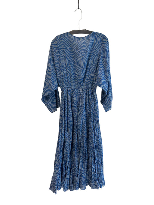 Rhode Size M Blue Cotton V Neck 1/2 Sleeve Elastic Waist Dot Print Dress Blue / M