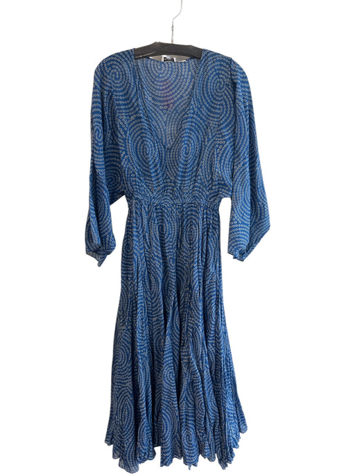 Rhode Size M Blue Cotton V Neck 1/2 Sleeve Elastic Waist Dot Print Dress Blue / M