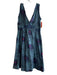 Marc Jacobs Size 6 Green & Blue Cotton V Neck Flower Pin Back Zip Dress Green & Blue / 6