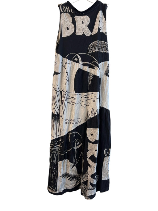 Farm for Anthropologie Size XS Black & White Cotton Round Neck Crew Neck Dress Black & White / XS