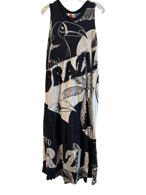 Farm for Anthropologie Size XS Black & White Cotton Round Neck Crew Neck Dress Black & White / XS