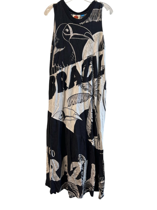 Farm for Anthropologie Size XS Black & White Cotton Round Neck Crew Neck Dress Black & White / XS