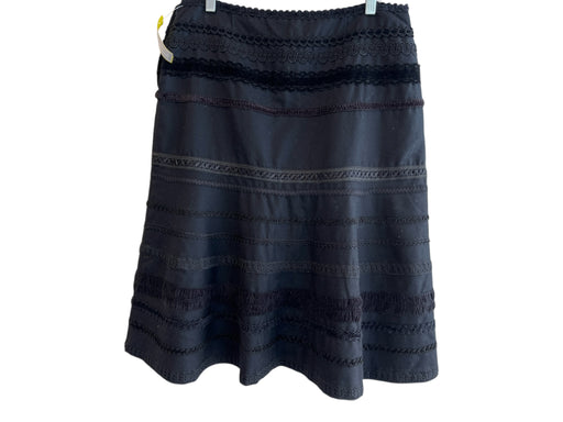 Tibi Size 12 Black Wool Side Zip Trim Below Knee Skirt Black / 12