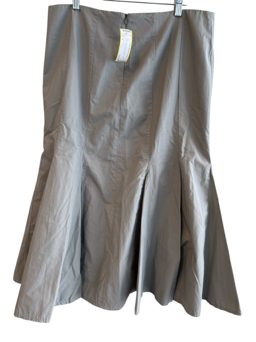 Ronen Chen Size 5 Grey Cotton & Nylon Side Zip Flare Below Knee Skirt Grey / 5