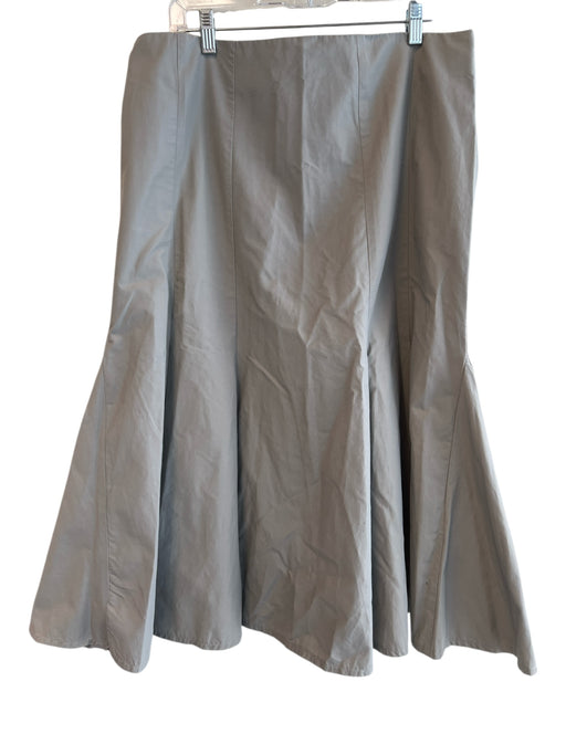 Ronen Chen Size 5 Grey Cotton & Nylon Side Zip Flare Below Knee Skirt Grey / 5