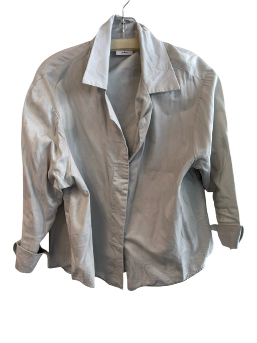 Planet Size Est M Grey Cotton Collar Button Down Long Sleeve Top Grey / Est M