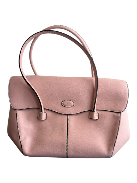 Tods Pink Leather Two Handle Magnetic Snap Inside & Out Pockets Tote Bag Pink