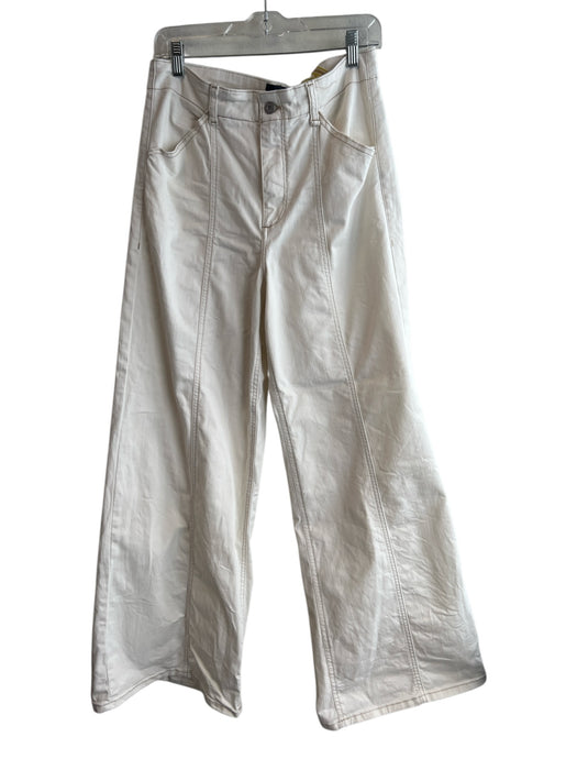Maeve by ANTHROPOLGIE Size 31 Off White Cotton Blend Denim Solid Wide Leg Jeans Off White / 31