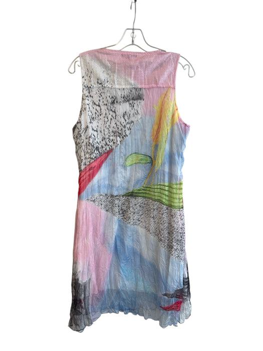 Alberto Makali Size M Multi Polyester Wide Round Neck Sleeveless Patchwork Dress Multi / M