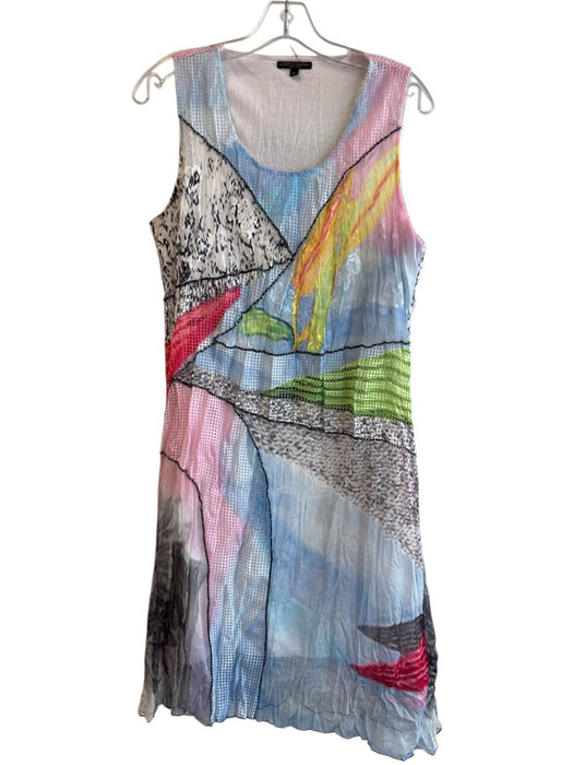 Alberto Makali Size M Multi Polyester Wide Round Neck Sleeveless Patchwork Dress Multi / M