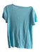 Calypso Size L Aqua Linen Wide V Neck Short Sleeve Tee Top Aqua / L