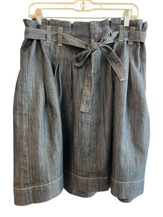 Christiana Zim Size 8 Dark Wash Cotton Blend Denim Belted Pleated Skirt Dark Wash / 8