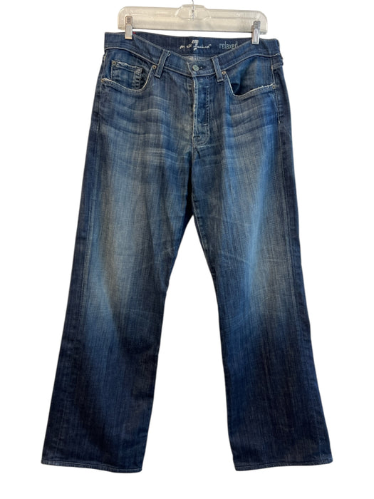 7 For All Mankind Size 32 Dark Wash Cotton Acid Wash Button Fly High Rise Jeans Dark Wash / 32