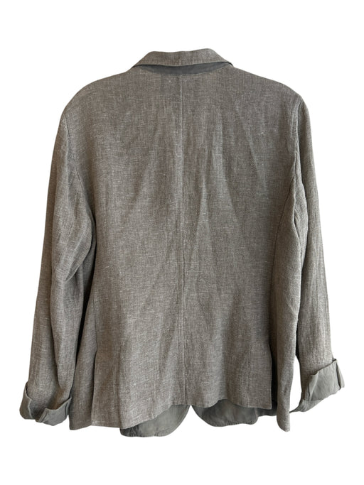 Lafayette 148 Size Est L Gray 100% Linen Lapel Two Button Pockets Blazer Jacket Gray / Est L