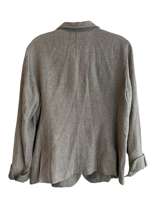 Lafayette 148 Size Est L Gray 100% Linen Lapel Two Button Pockets Blazer Jacket Gray / Est L