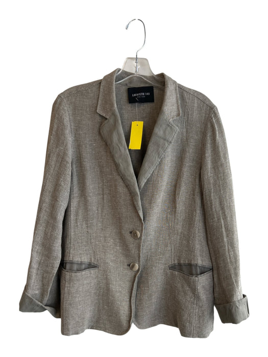 Lafayette 148 Size Est L Gray 100% Linen Lapel Two Button Pockets Blazer Jacket Gray / Est L