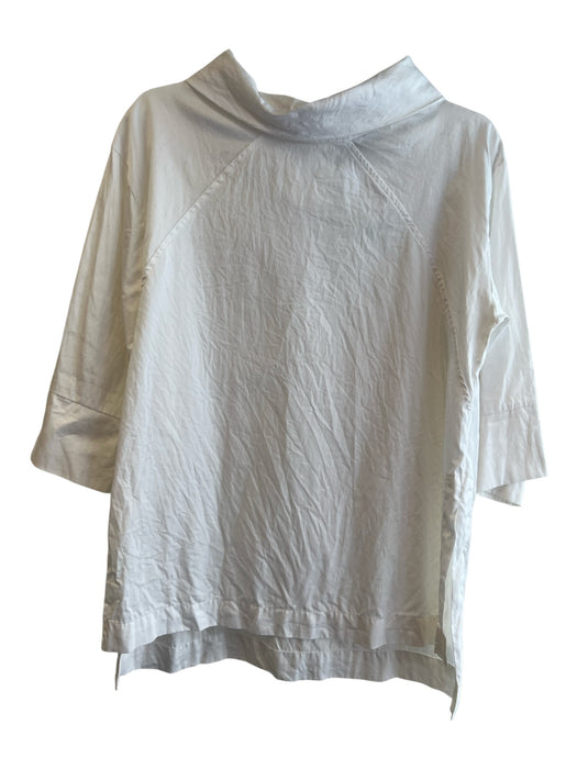 Paloma St. James Size Est M/L White Cotton Fold Over Collar 1/2 Sleeve Top White / Est M/L