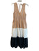 Maeve Size 14P Beige, White & Black Cotton Tiered Maxi Sleeveless Dress Beige, White & Black / 14P