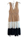 Maeve Size 14P Beige, White & Black Cotton Tiered Maxi Sleeveless Dress Beige, White & Black / 14P