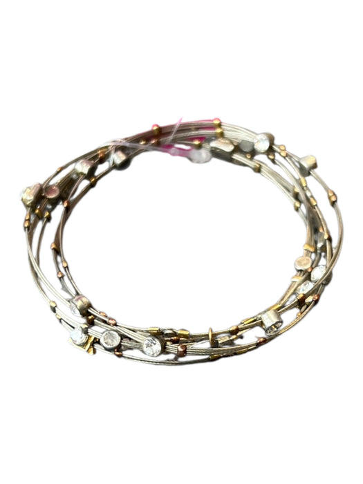 Seasonal Whispers Silver Tone Metal Rhinestone Stacked Bangle Bracelet Silver Tone