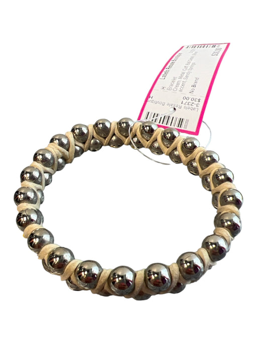 No Brand Cream Metal Cuff Ball Detail Silver accent Bracelet Cream