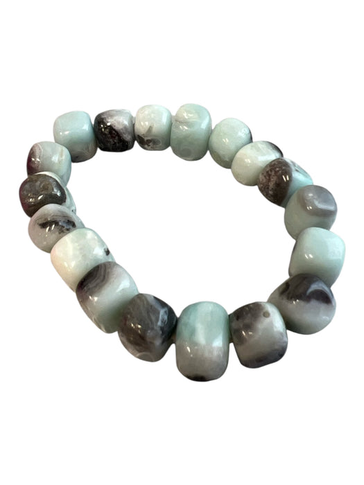 No Brand Turquiose Glass Stretch Beaded Bracelet Abstract Pattern Jewelry Turquiose