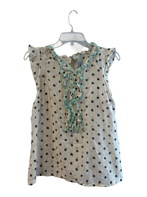 Odille Size 8 White & Black Cotton & Silk Round Neck Sleeveless Polka dot Top White & Black / 8
