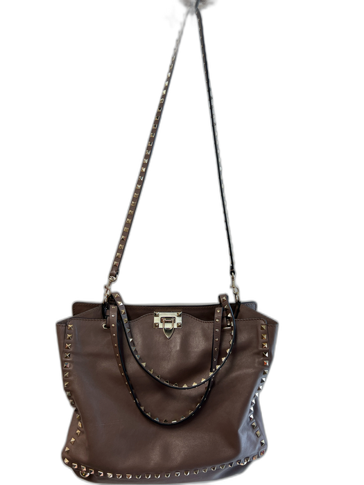 Valentino Grey Leather Studded Studded Shoulder Strap Crossbody Bag Grey / Medium