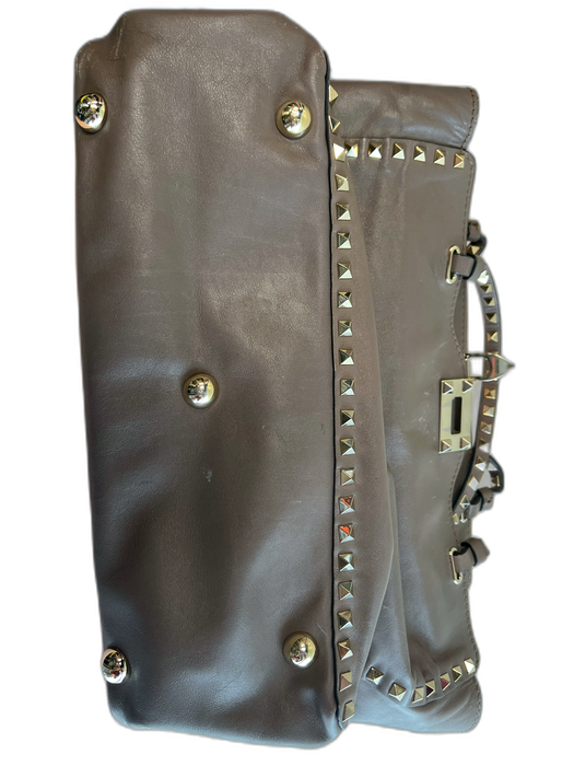 Valentino Grey Leather Studded Studded Shoulder Strap Crossbody Bag Grey / Medium