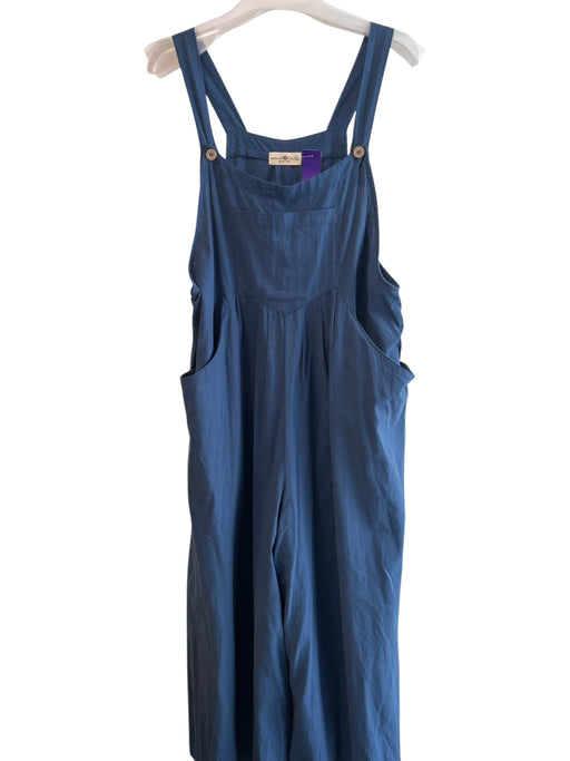 Natural Life Size XL Blue Cotton Sleeveless solid color Chest Pocket Jumpsuit Blue / XL