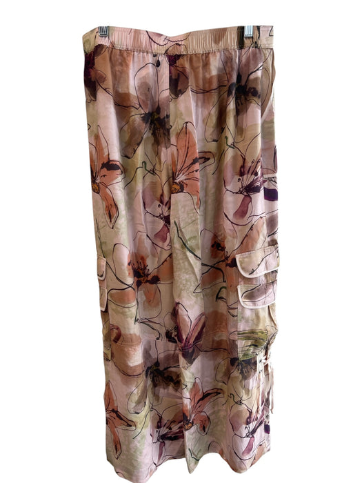 Anthropologie Size 16 Multi Viscose Elastic Waist Floral Print Zip Fly Pants Multi / 16