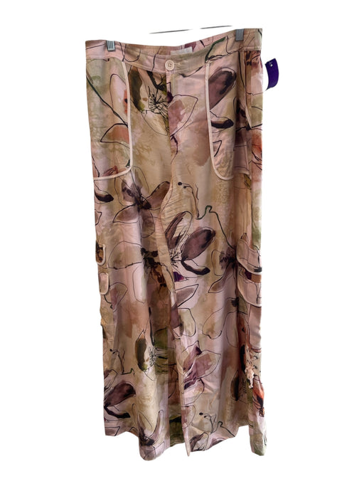 Anthropologie Size 16 Multi Viscose Elastic Waist Floral Print Zip Fly Pants Multi / 16