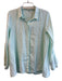 Eileen Fisher Size Medium Teal Linen Button Down Long Sleeve Collared Tunic Top Teal / Medium