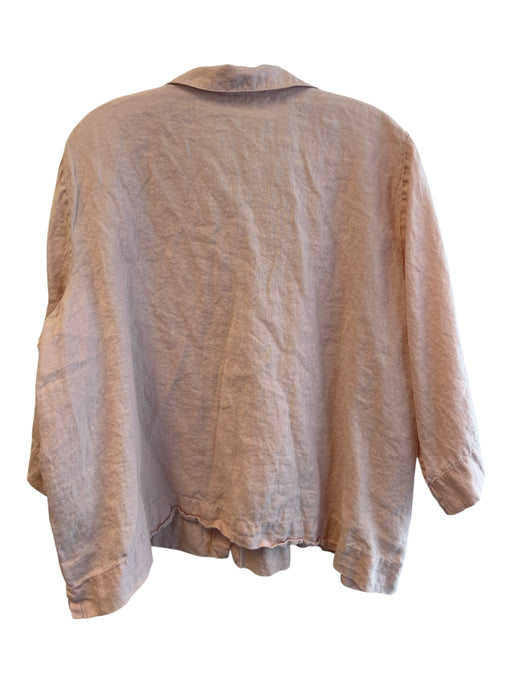 Eileen Fisher Size XL Rose Pink Linen Button Down Collared wide 3/4 sleeve Top Rose Pink / XL
