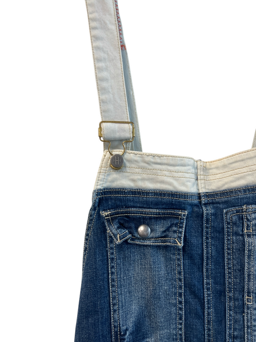 Holding Horses Size Est L Medium Wash Cotton Chest Pockets Embroidery Overalls Medium Wash / Est L