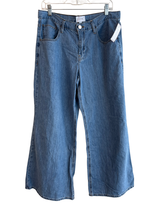 Frame Size 30 Light Wash Cotton Wide Leg Zip Fly Mid Rise Jeans Light Wash / 30