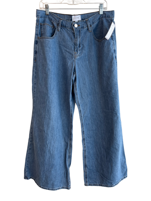 Frame Size 30 Light Wash Cotton Wide Leg Zip Fly Mid Rise Jeans Light Wash / 30