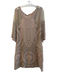 AS by DF Size L Pink Nylon 3/4 Sleeve Embroidered Detail V Neck Semi Sheer Dress Pink / L