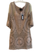 AS by DF Size L Pink Nylon 3/4 Sleeve Embroidered Detail V Neck Semi Sheer Dress Pink / L