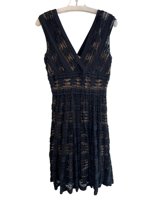 Max Studio Size M Black Cotton Blend stretch lace Illusion Overlay Dress Black / M