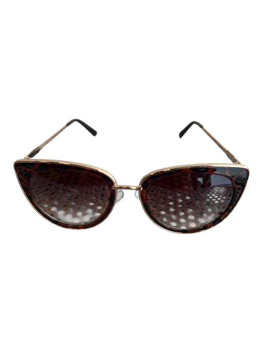 Jessica Simpson Tortoiseshell Gold Hardware Cat Eye Logo Gold Trim Sunglasses Tortoiseshell