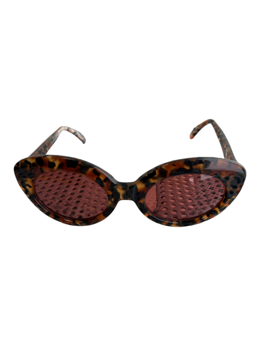 Prive Tortoiseshell Reclyed Nylon Blend Oval Red Lens Sunglasses Tortoiseshell