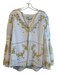 Hale Bob Size L White Cotton Embroidered V Neck Long Sleeve Floral Top White / L