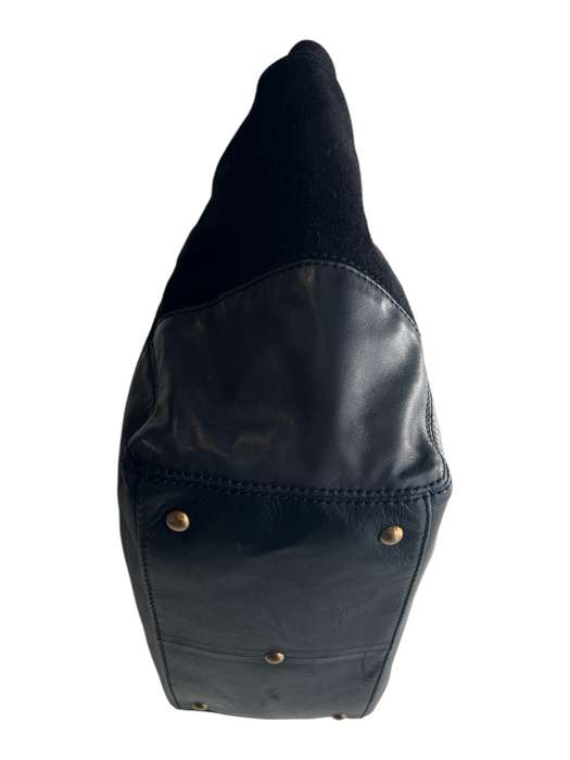 Frye Black Suede & Leather Mixed Material bucket Side Pocket 2 handles Bag Black / Medium