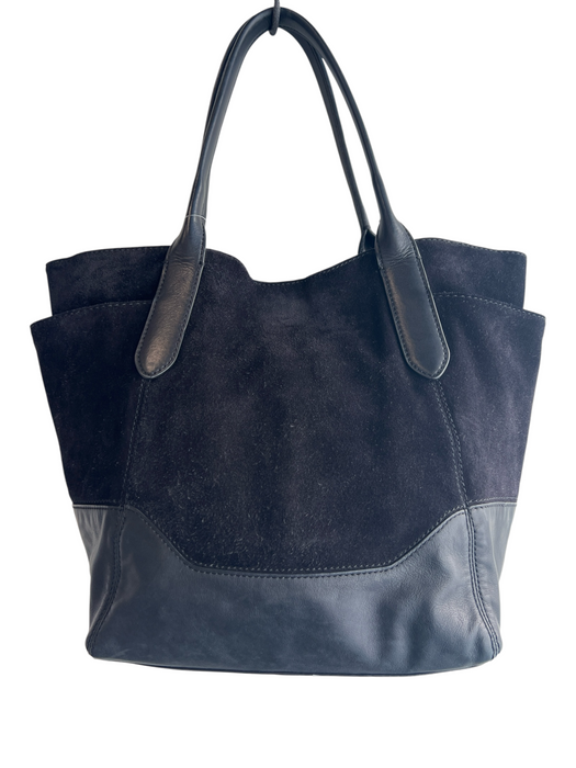 Frye Black Suede & Leather Mixed Material bucket Side Pocket 2 handles Bag Black / Medium